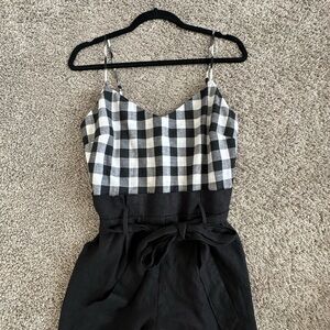 Black and white checkered romper size S